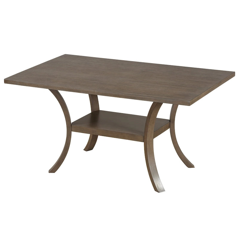Ensemble de salle à manger moderne 6 pièces avec 4 chaises de salle à manger à coussins amovibles, étagère de rangement et banc