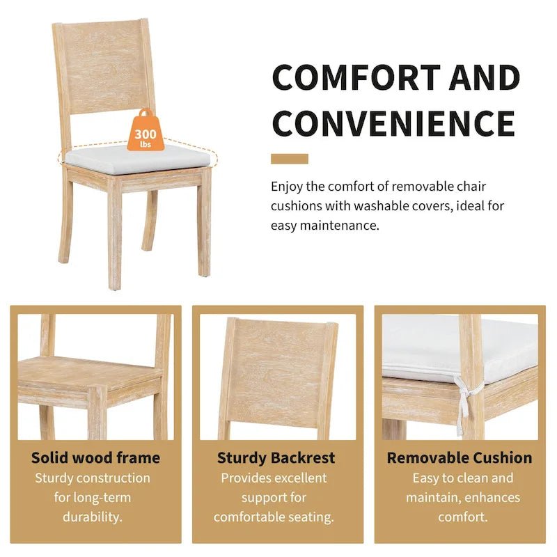 Ensemble de salle à manger moderne 6 pièces avec 4 chaises de salle à manger à coussins amovibles, étagère de rangement et banc