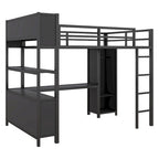 Lit mezzanine en métal avec armoire et bureau