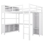 Lit mezzanine en métal avec armoire et bureau