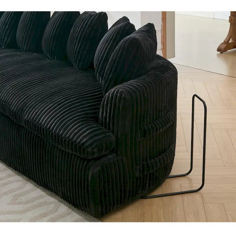 Canapé d'angle 127", modulable en L à gauche, en velours côtelé
