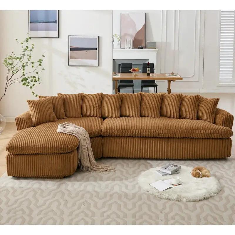 Canapé d'angle 127", modulable en L à gauche, en velours côtelé