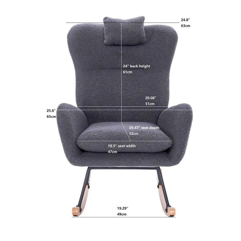 Fauteuil à bascule de chambre d'enfant en tissu peluche Teddy pour salon et chambre à coucher