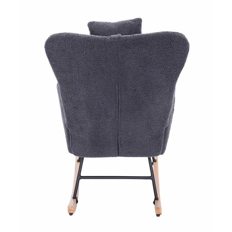 Fauteuil à bascule de chambre d'enfant en tissu peluche Teddy pour salon et chambre à coucher