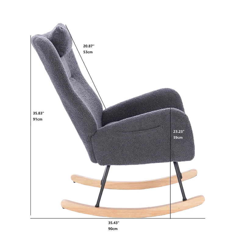 Fauteuil à bascule de chambre d'enfant en tissu peluche Teddy pour salon et chambre à coucher