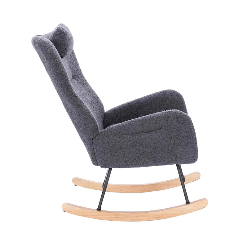 Fauteuil à bascule de chambre d'enfant en tissu peluche Teddy pour salon et chambre à coucher