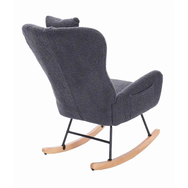 Fauteuil à bascule de chambre d'enfant en tissu peluche Teddy pour salon et chambre à coucher