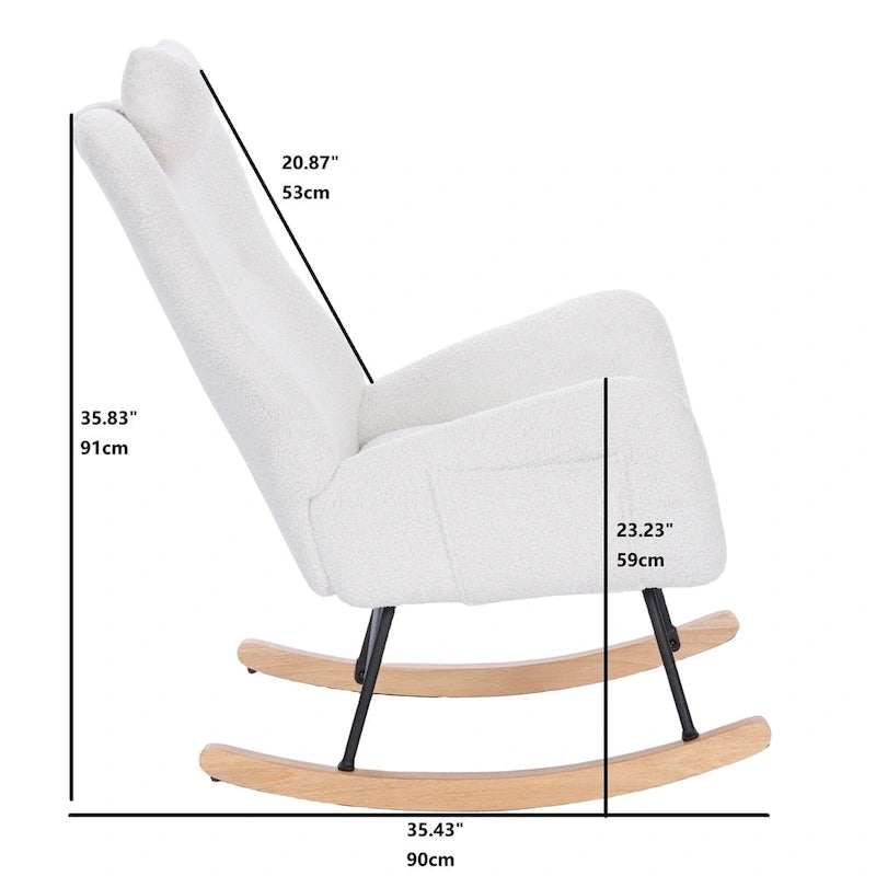 Fauteuil à bascule de chambre d'enfant en tissu peluche Teddy pour salon et chambre à coucher