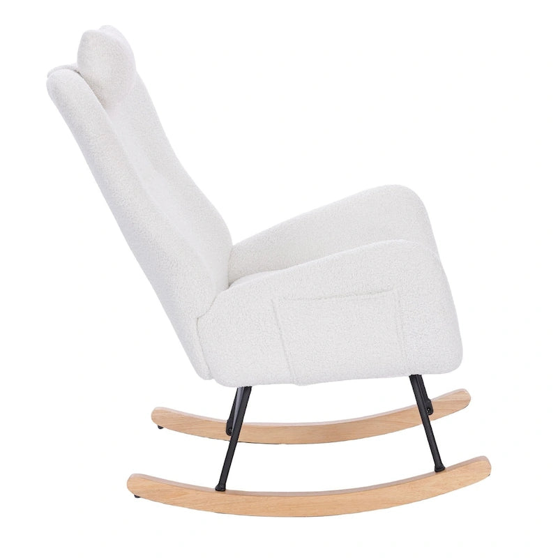 Fauteuil à bascule de chambre d'enfant en tissu peluche Teddy pour salon et chambre à coucher