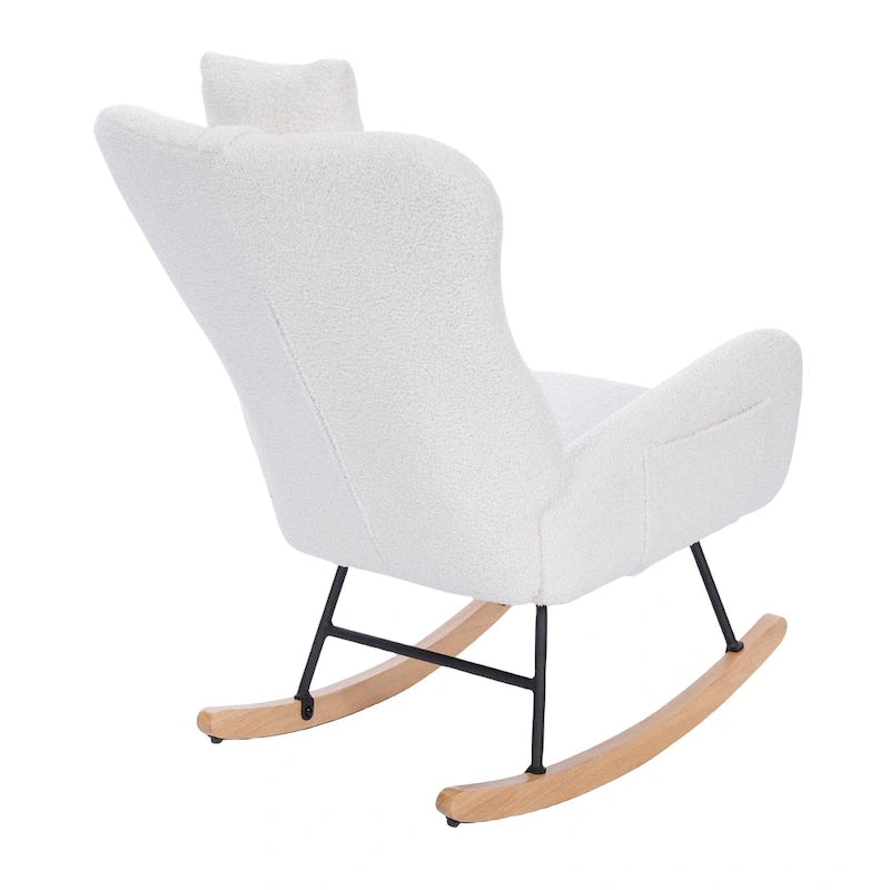 Fauteuil à bascule de chambre d'enfant en tissu peluche Teddy pour salon et chambre à coucher