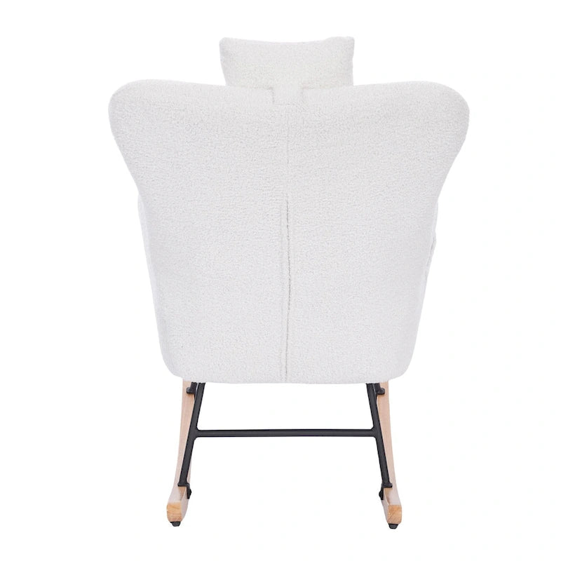 Fauteuil à bascule de chambre d'enfant en tissu peluche Teddy pour salon et chambre à coucher