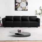 Canapé modulable en U 4 places en similicuir avec accoudoirs réglables et méridienne réversible