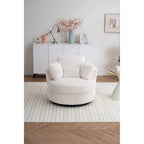Fauteuil pivotant 360° surdimensionné en velours côtelé doux et moderne pour salon ou chambre avec oreillers