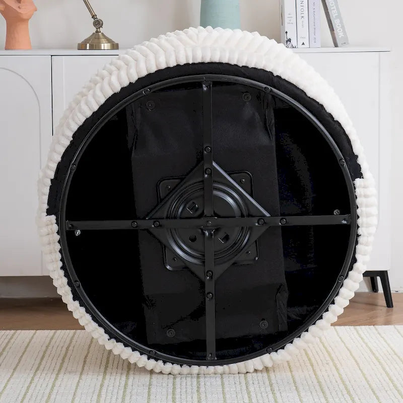 Fauteuil pivotant 360° surdimensionné en velours côtelé doux et moderne pour salon ou chambre avec oreillers