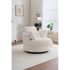 Fauteuil pivotant 360° surdimensionné en velours côtelé doux et moderne pour salon ou chambre avec oreillers