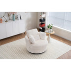 Fauteuil pivotant 360° surdimensionné en velours côtelé doux et moderne pour salon ou chambre avec oreillers