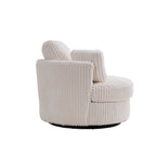 Fauteuil pivotant 360° surdimensionné en velours côtelé doux et moderne pour salon ou chambre avec oreillers