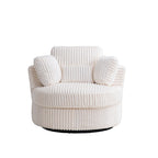 Fauteuil pivotant 360° surdimensionné en velours côtelé doux et moderne pour salon ou chambre avec oreillers