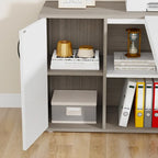 Bureau de direction de 180 cm, bureau en L avec armoire et étagères pour bureau à domicile