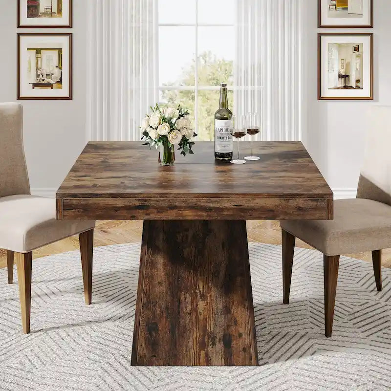 31.5-Inch Square Dining Table for 4, Farmhouse Kitchen Table for Dining Room - 31.5D x 31.5W x 29.53H