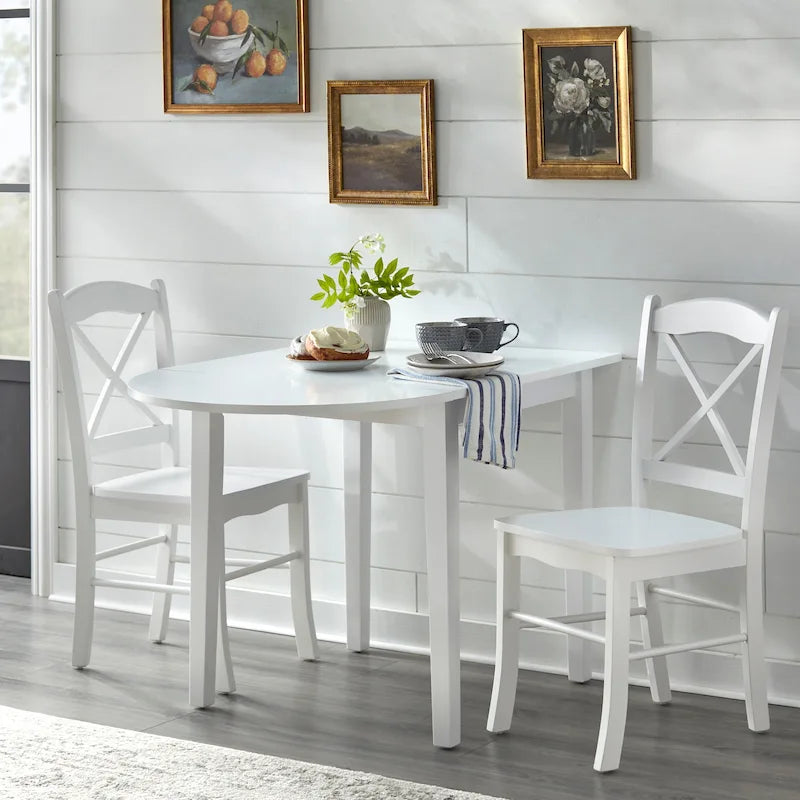 Ensemble de salle à manger 3 pièces avec table à rallonges style cottage rustique