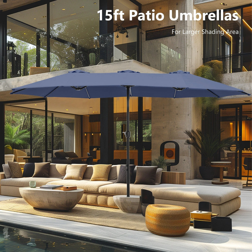 MAISON ARTS Parasol double de 4,5 m pour terrasse, grande taille, avec pied inclus