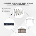 Outsunny Tonnelle Pop Up 3,6 x 3,6 m, Tente Pliante Instantanée avec Murs Latéraux en Maille Filet, Hauteur Réglable sur 3 Niveaux