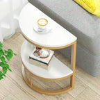 Table d'appoint demi-ronde, table d'appoint étroite en C mince avec cadre en métal