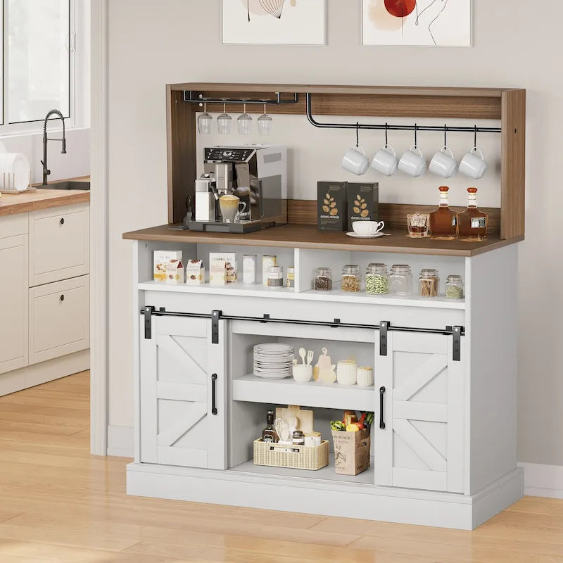 Moasis - Meuble de Bar à Café Style Ferme - 38,4 P x 119,9 L x 130,8 H cm
