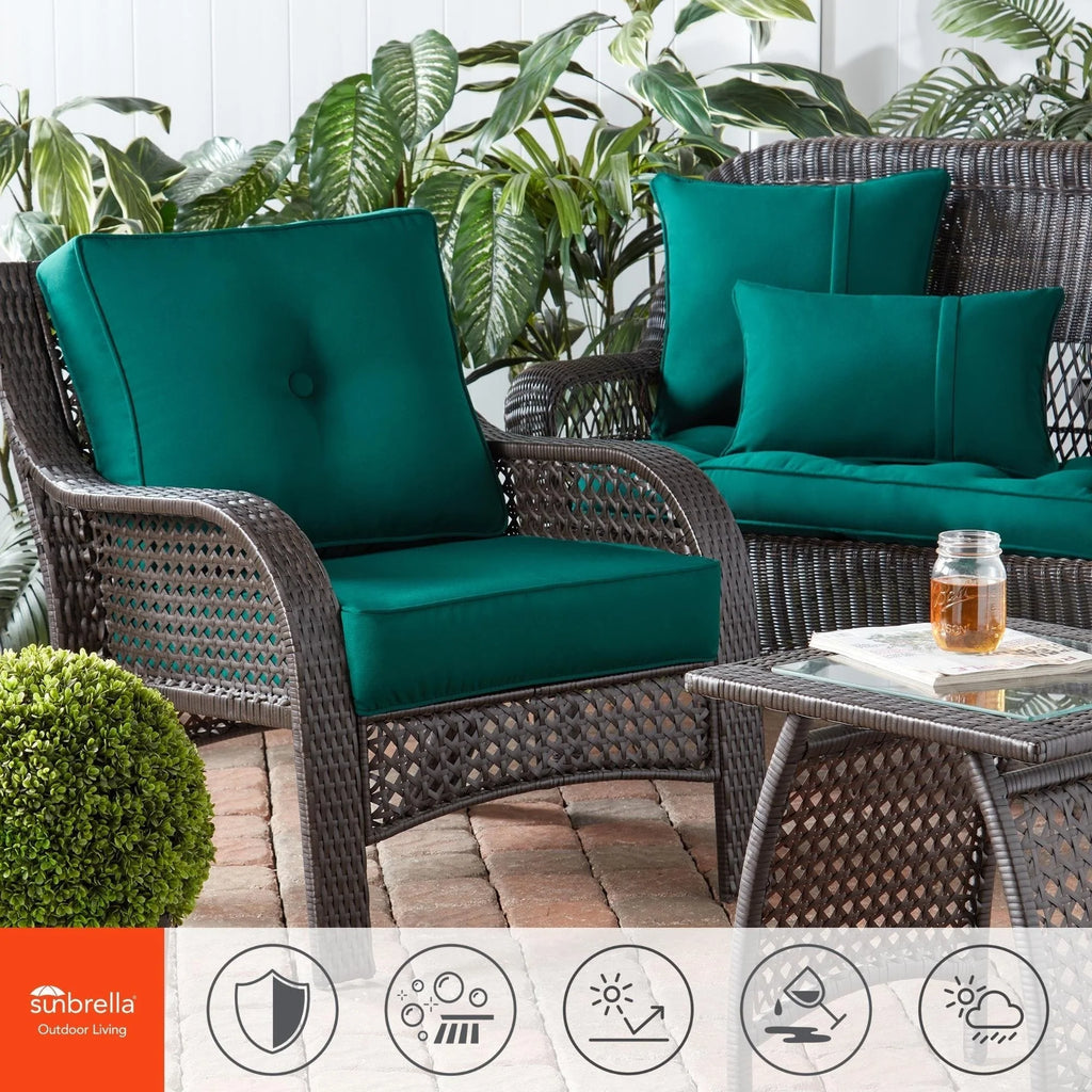 Ensemble de 2 coussins d'extérieur Sunbrella haut de gamme à assise profonde