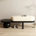 Banc court moderne en bois beige rembourré