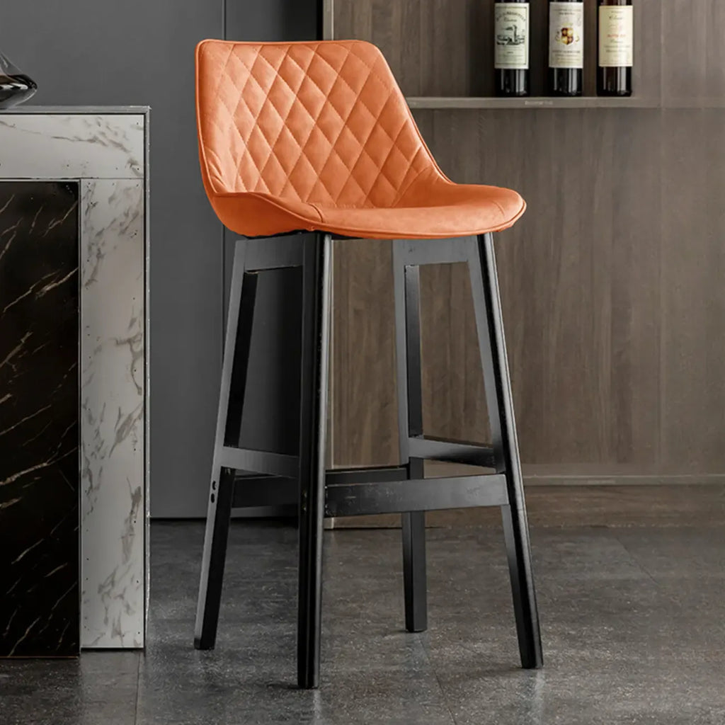 Tabourets de bar en similicuir style Mid-Century Modern avec pieds en bois