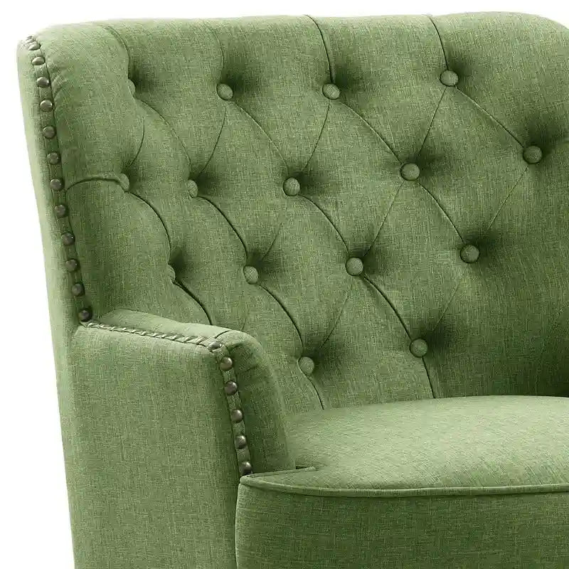 Fauteuil d'appoint capitonné à oreilles large de 76 cm en velours/lin Mignon de Moser Bay