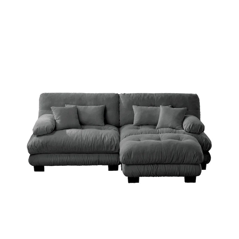 Canapé d'angle en forme de L en chenille avec coussins lombaires