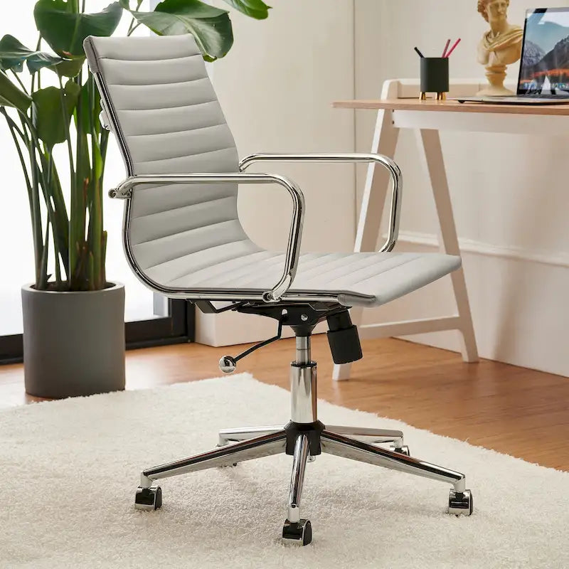 LUXMOD Chaise de Bureau à Domicile Côtelée Fauteuil de Bureau