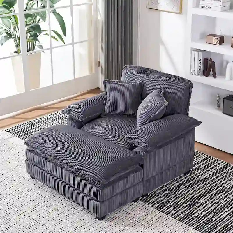 Fauteuil surdimensionné 56,9 W avec repose-pieds, fauteuil de lecture pour chambre à coucher, canapé-lit paresseux, canapé inclinable simple et moderne surdimensionné