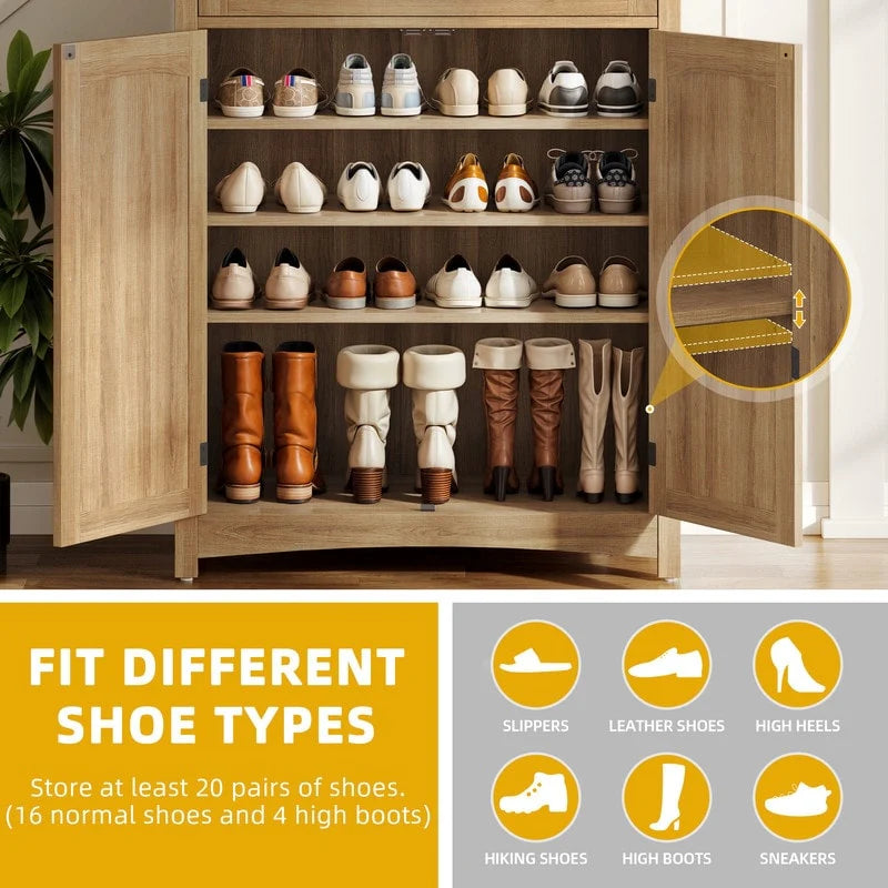 Moasis Meuble de rangement pour chaussures à 5 niveaux et 20 paires avec portes doubles pour entrée