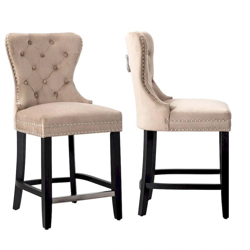 Tabouret de comptoir Carter 24 Wingback capitonné avec clous (lot de 2)