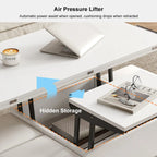 Table basse relevable et pliable avec 4 tabourets et rangement