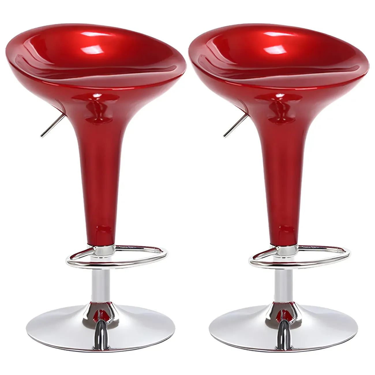 Tabouret de bar pivotant en plastique chromé, réglable en hauteur