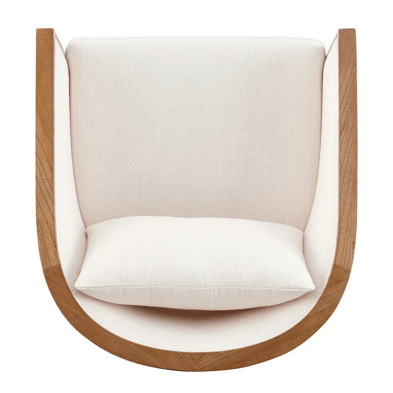 Fauteuil d'appoint en lin Tillman avec rotin
