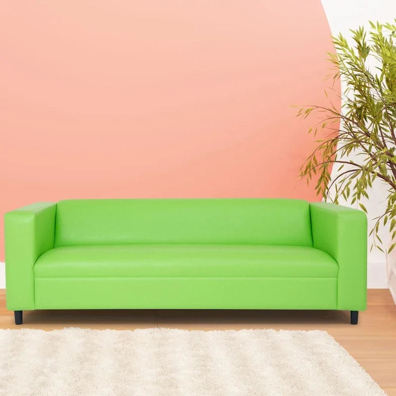 Coast to Coast Sofas Canapé trois places de style Mid-Century en similicuir avec cadre en bois massif et rembourrage