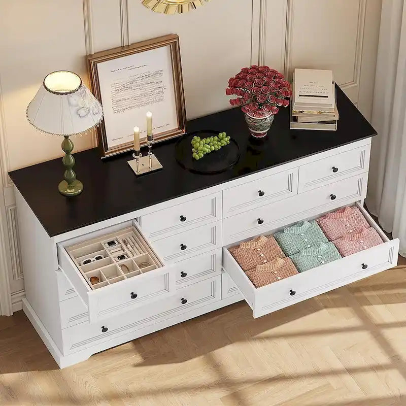 Commode à 10 tiroirs, 55 grands tiroirs, Commode et chiffonnier en bois