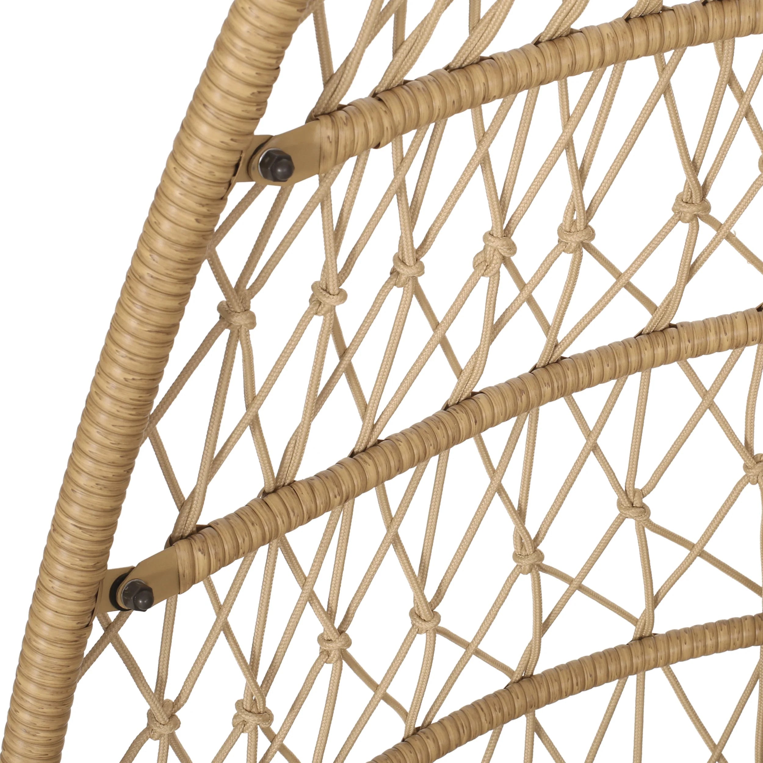 Chaise suspendue pliable d'extérieur Coloma en osier et corde avec support
