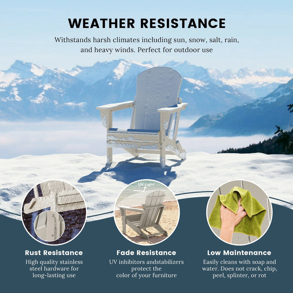 Chaise Adirondack pliante de patio d'extérieur tout temps résistante à la décoloration Polytrends Laguna