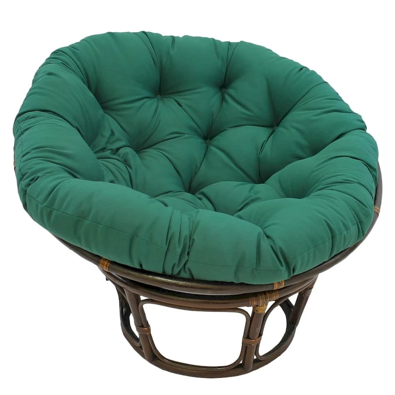 Fauteuil Papasan en rotin Bali de 42 pouces avec coussin en sergé