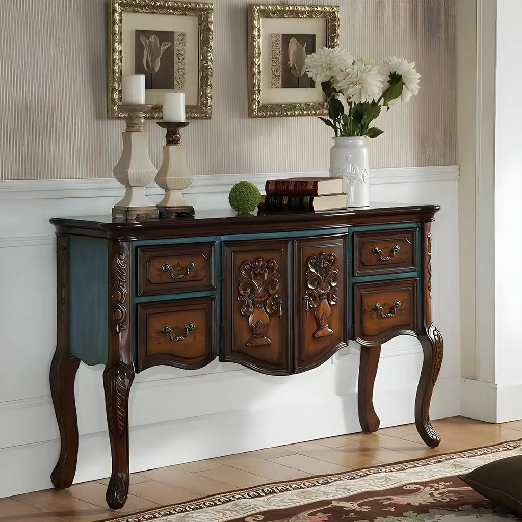 Console de rangement en bois "café français" avec tiroirs
