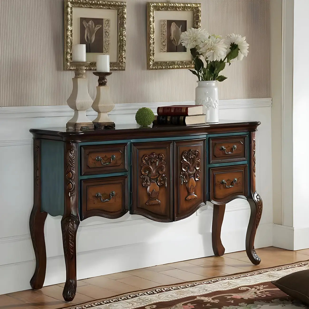 Console de rangement en bois "café français" avec tiroirs