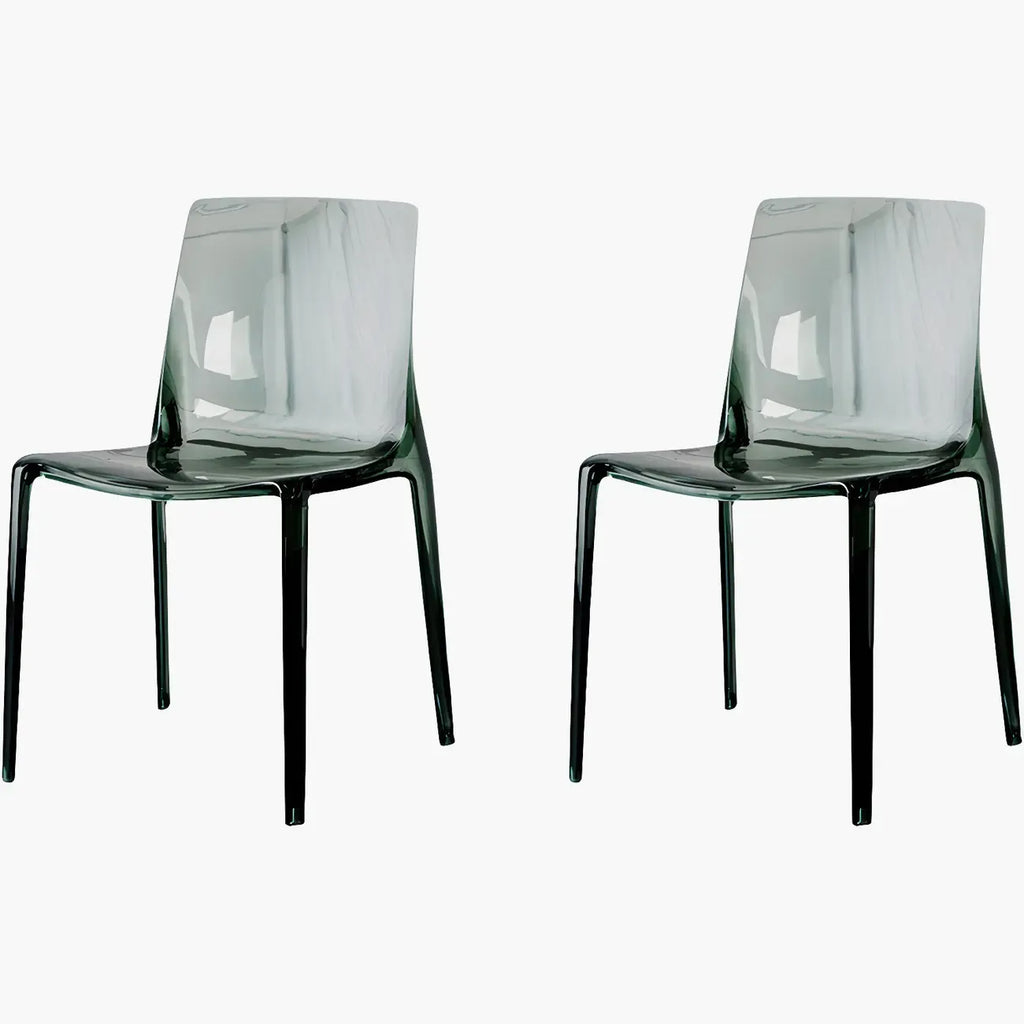 Chaise de salle à manger en acrylique ambré sans accoudoirs et à dossier bas