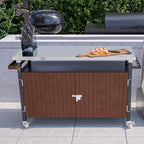 Desserte de barbecue d'extérieur avec plateau en acier inoxydable (tabouret non inclus)
